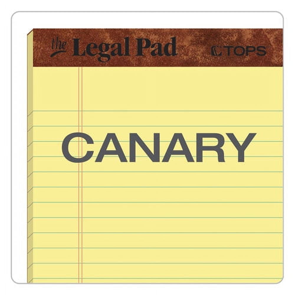 TOPS "The Legal Pad" Ruled Perforated Pads, Narrow Rule, 50 Canary