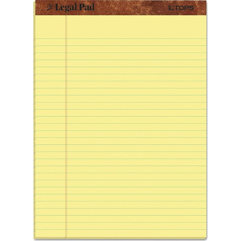 Tops The Legal Pad Writing Pads 8-1/2 x 11-3/4 Canary Paper Legal Rule 50 Sheets 12 Pack (7532)