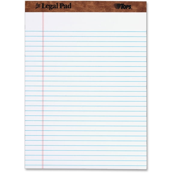TOPS The Legal Pad Writing Pads, Legal Rule, 50 Sheets, 8-1/2 x 11-3/4, White, 12 Pack