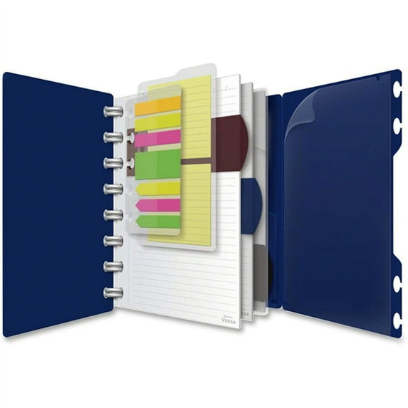 TOPS Versa Crossover Ruled Spiral Notebook - 60 Sheets - Spiral - 24 lb Basis Weight - 6" x 9" - Navy Cover - Poly Cover - Repositionable, Pocket, Micro Perforated - 1 Each | Bundle of 5 Each