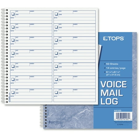 TOPS Voice Mail Log Book, 8 1/2 X 8-1/4, 1,400-Message Book -TOP44165