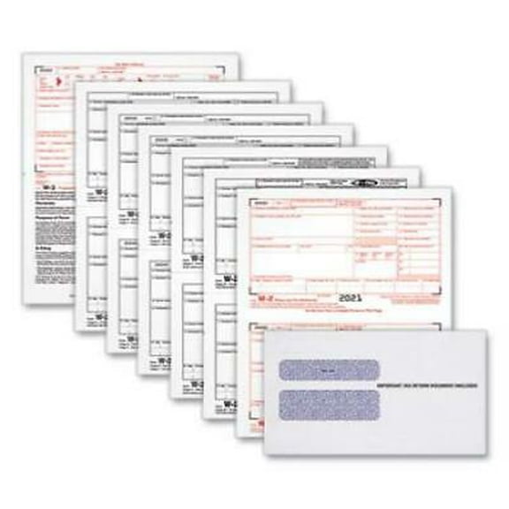 TOPS W-2 Tax Form/Envelope Kits, Six-Part Carbonless, 8.5 x 5.5, 2/Page, (24) W-2s and (1) W-3, 24/Sets (22904KIT)