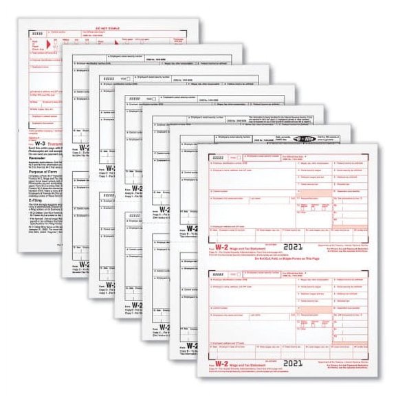 TOPS W-2 Tax Form for Inkjet/Laser Printers, Fiscal Year: 2022, Six-Part Carbonless, 8.5 x 5.5, 2 Forms/Sheet, 50 Forms Total (22991)