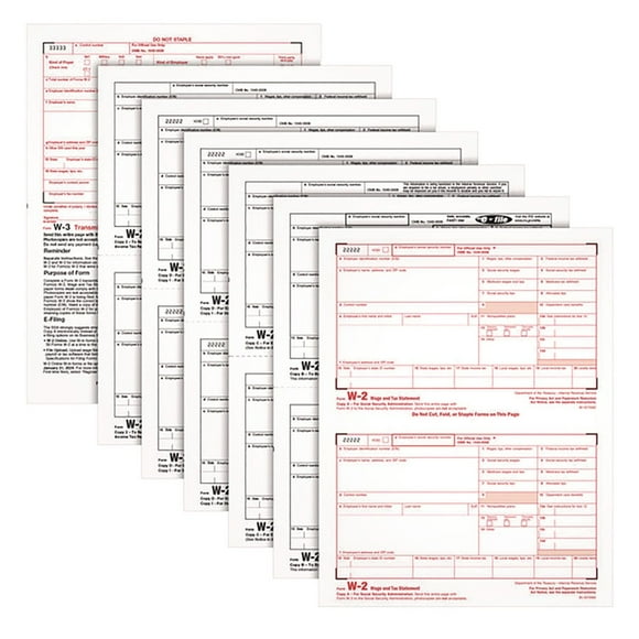 TOPS W-2 Tax Forms, 6-Part, 5 1/2 x 8 1/2, Inkjet/Laser, 50 W-2s & 1 W-3