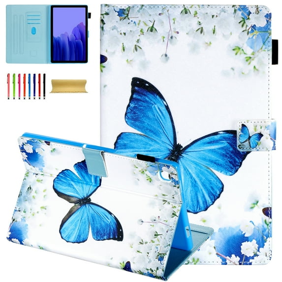 TOPSHE Samsung Galaxy Tab A7 Case SM-T500, Multi-angle Folio Stand Protective Case Premium Leather Shockproof Cover with Auto Wake Sleep for Samsung Galaxy Tab A7 10.4 inch Tablet, Blue Butterfly