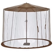 TOPTENG 10FT Patio Umbrella Screen, with Zipper Door and Polyester Mesh Netting, Height and Diameter Adjustable, Suitable for Outdoor Patio Camping Umbrella
