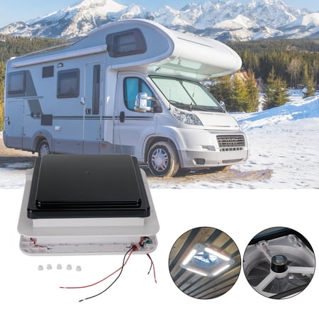 TOPTENG 11” RV Roof Vent Fan w/LED Light | 12V Intake & Exhaust Camper Fan | Manual Open/Close | Includes Screws & Garnish | Smoked Lid