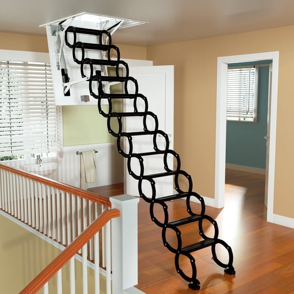 TOPTENG 11 Steps 9.5ft Black Loft Folding Electirc Attic Ceiling Ladder Stairs 31.5*43.31"