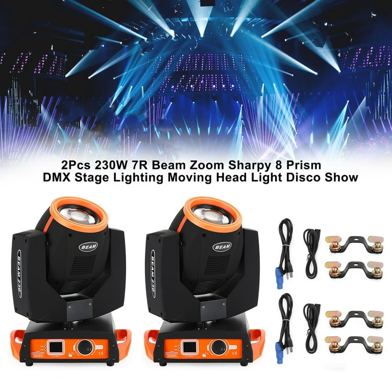 TOPTENG 230W 7R Zoom Moving Head Beam Gobo Sharpy Light 8 Prism Strobe DMX  16Ch Party US 2PCS