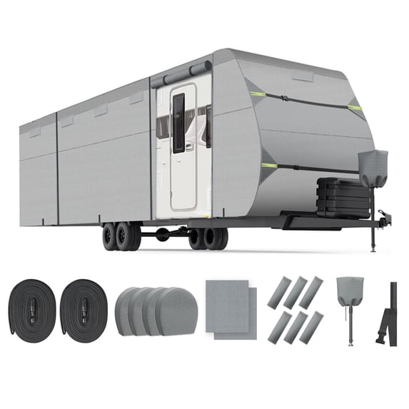 TOPTENG 5 Layers Camper Cover 27'-30' Travel Trailer RV Cover Windproof Extra Thick with Adhesive Repair Patches