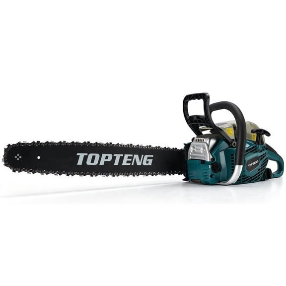 TOPTENG 65cc Gas Chainsaw, 20 Inch Guide Bar 2.9kW High Output Air-Cooled 2-Stroke Wood Cutting Saw, Portable Gas Saw for Yard Tree Trimming & Medium Logging Jobs