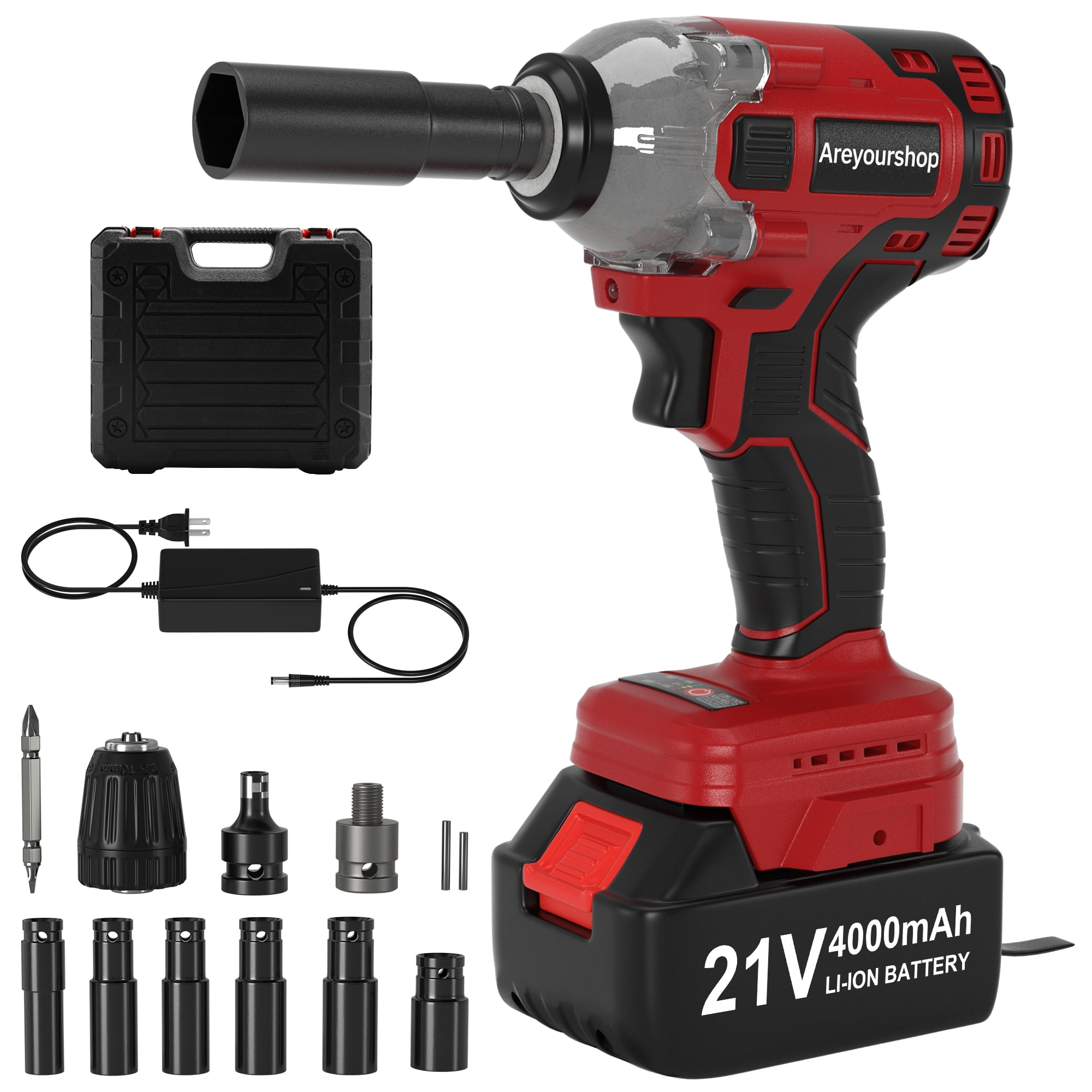 Free Shipping TOPTENG Cordless Impact Wrench 1 2 Inch 21V with Battery and Charger High Torque 2400in Lbs 3000 BPM Impact Wrench with Charger 2 in 1 Multi Purpose Electric Impact Wrench with LED Carry...
