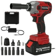 TOPTENG Cordless Impact Wrench 1/2 Inch, 21V with Battery and Charger, High Torque 2400in-Lbs, 3000 BPM, Impact Wrench with Charger, 2-in-1 Multi-Purpose Electric Impact Wrench with LED, Carrying box