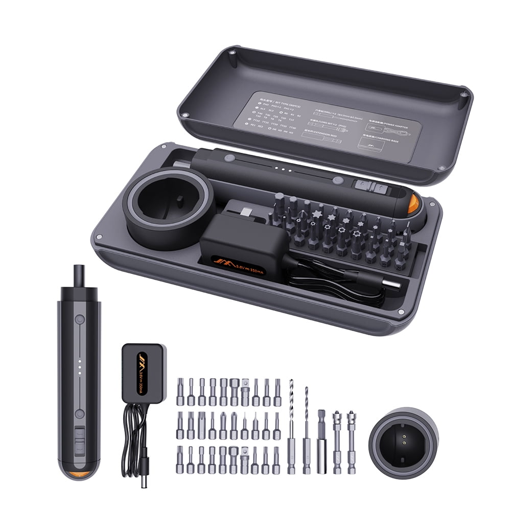 TOPTENG Electric Screwdriver Set, 3.6V 38-in-1 Multi-Function, 220RPM, 4N.m Torque, 2000mAh Li-Ion Battery with Charging Base and LED Lighting, Repair Tool for Electronics Phone Camera Laptop Watch