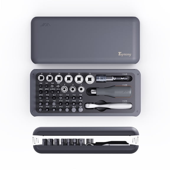 TOPTENG Mini Ratchet and Screwdriver Set, 41-Pieces,Polycarbonate and Alloy Steel, Compact and Portable