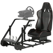 TOPTENG Racing Simulator Cockpit with Seat Mountable Monitor Stand Fits for Logitech G25 G27 G29 G920, Thrustmaster, Fanatec Xbox Playstation PC Platforms, Racing Wheel Stand Wheel& Pedals Not Inc