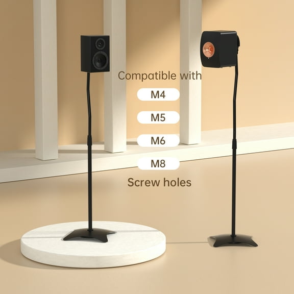 TOPTENG Speaker Stands Pair, Height Adjustable with Universal Compatibility, Includes Built-in Cable Management, Great for Surround Sound Setups