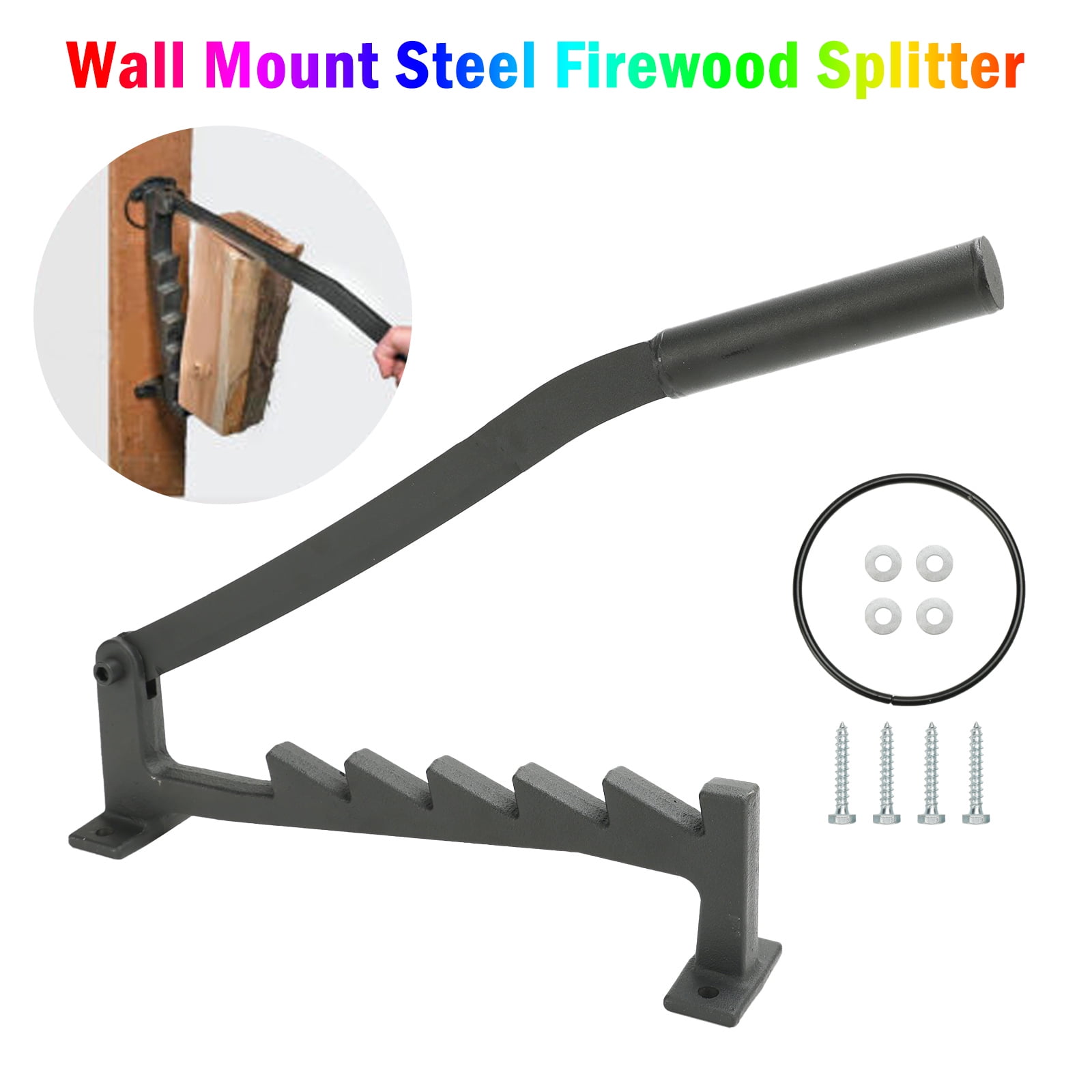 Topteng Steel Firewood Splitter, Wall-Mounted Kindling Cracker, Durable ...