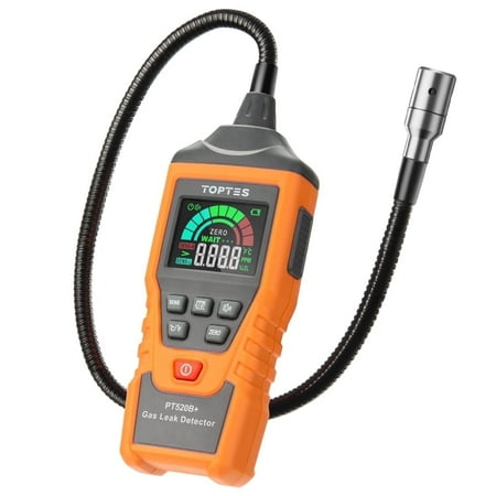 TOPTES Natural Gas Leak Detector PT520B+, Rechargeable Gas Detector with 12-inch Probe, Detects Methane, Propane, Butane