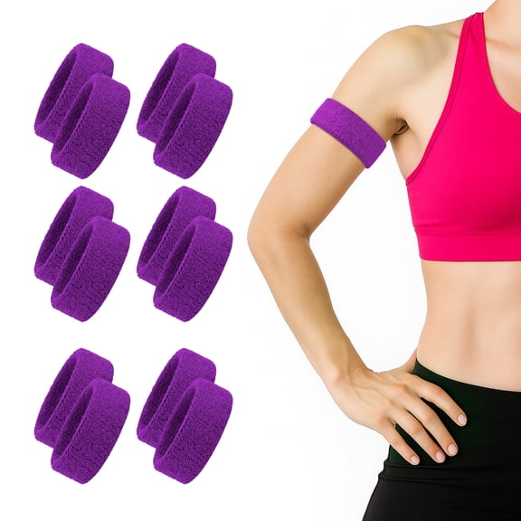 TOPTIE 12 Pack Bicep Bands Armband, Purple Sweat Wristbands for Men Women Football Baseball Sport Player