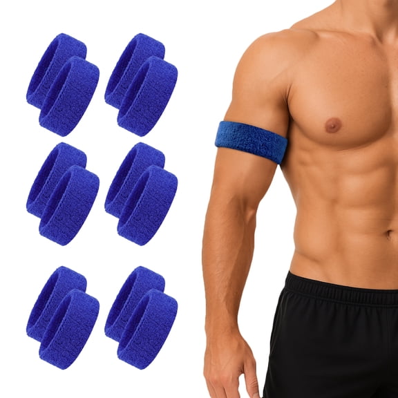 TOPTIE 12 Pack Bicep Bands Armband, Royal Blue Sweat Wristbands for Men Women Football Baseball Sport Player
