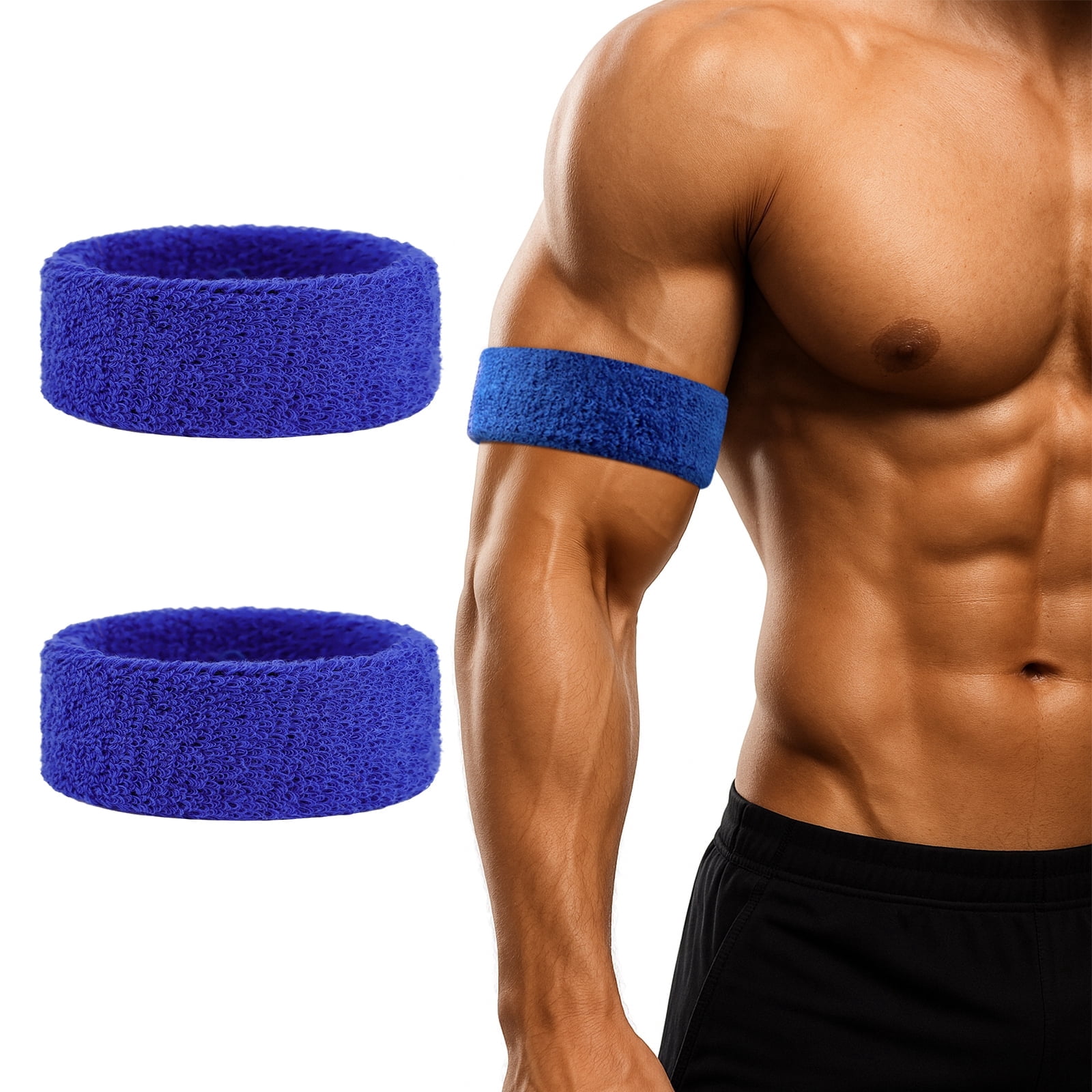 Lot De 2 Brassards De Foot Personnalisables - Tissu éponge Brodé, 90x35mm, Pour Biceps Et Poignets