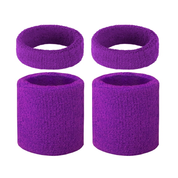 TOPTIE 4 Pcs Bicep Bands Wristbands Absorbent Sweatbands, Purple Elastic Armband for Football Basketball Baseball Battle