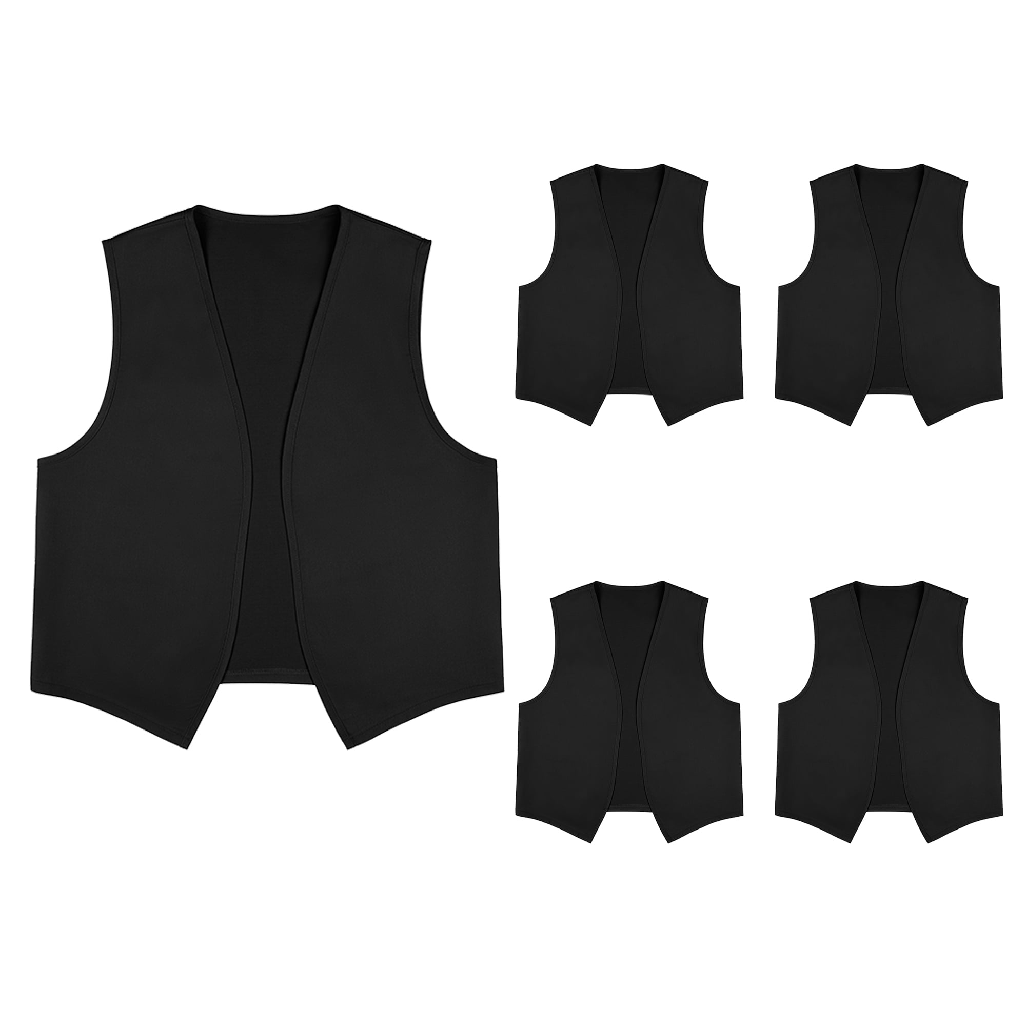 TOPTIE 5 Pack No Pocket Unisex Vest Peasant Costume Vest Volunteer Work Vest-Black-XL