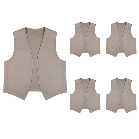 TOPTIE 5 Pack No Pocket Unisex Vest Peasant Costume Vest Volunteer Work Vest-Khaki-3XL