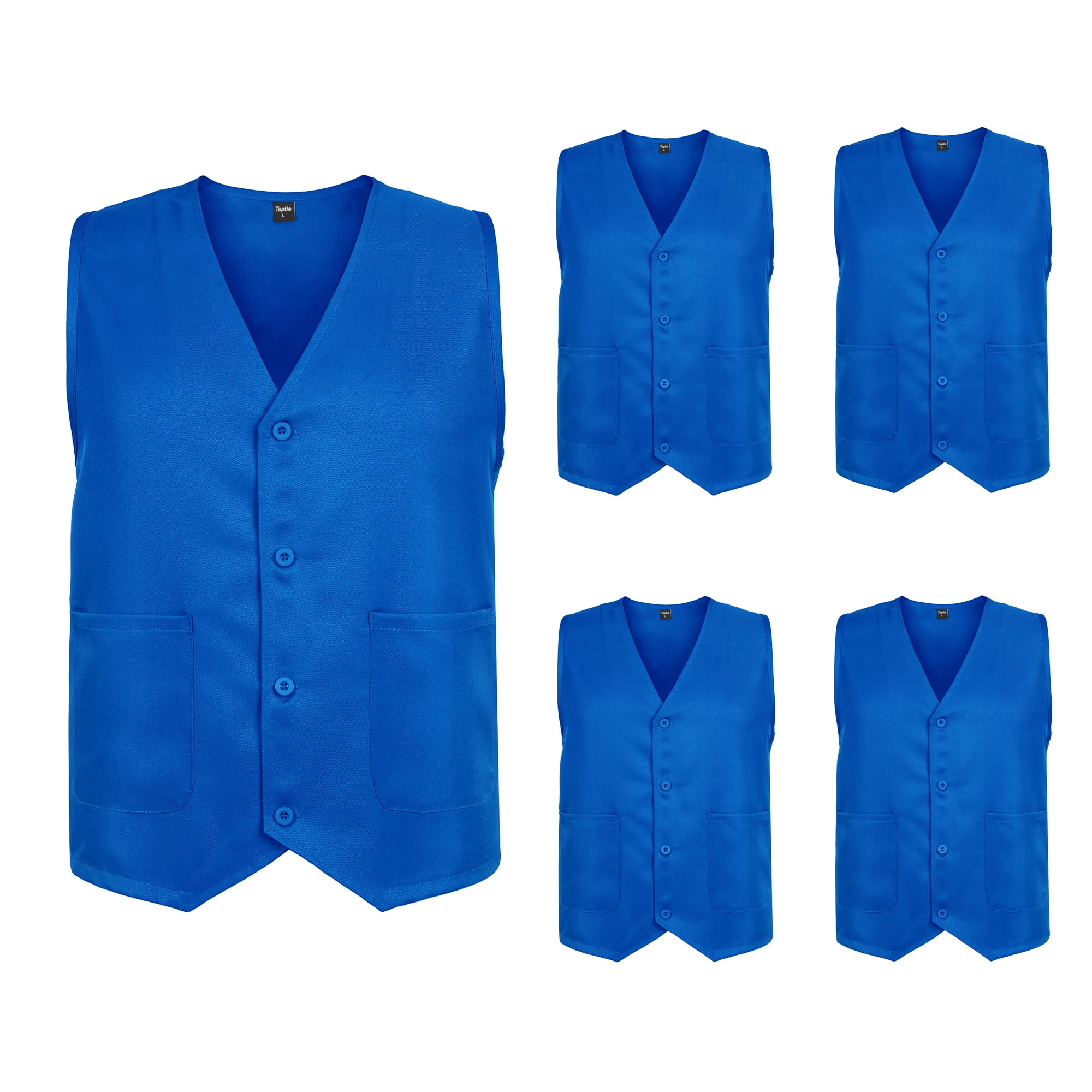TOPTIE 5 Pack Unisex Work Vest Button Up Vest Volunteer
