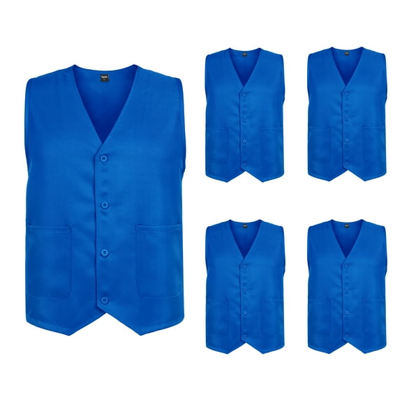 TOPTIE 5 Pack Unisex Work Vest Button Up Vest Volunteer Activity Supermarket Uniform-Blue-S