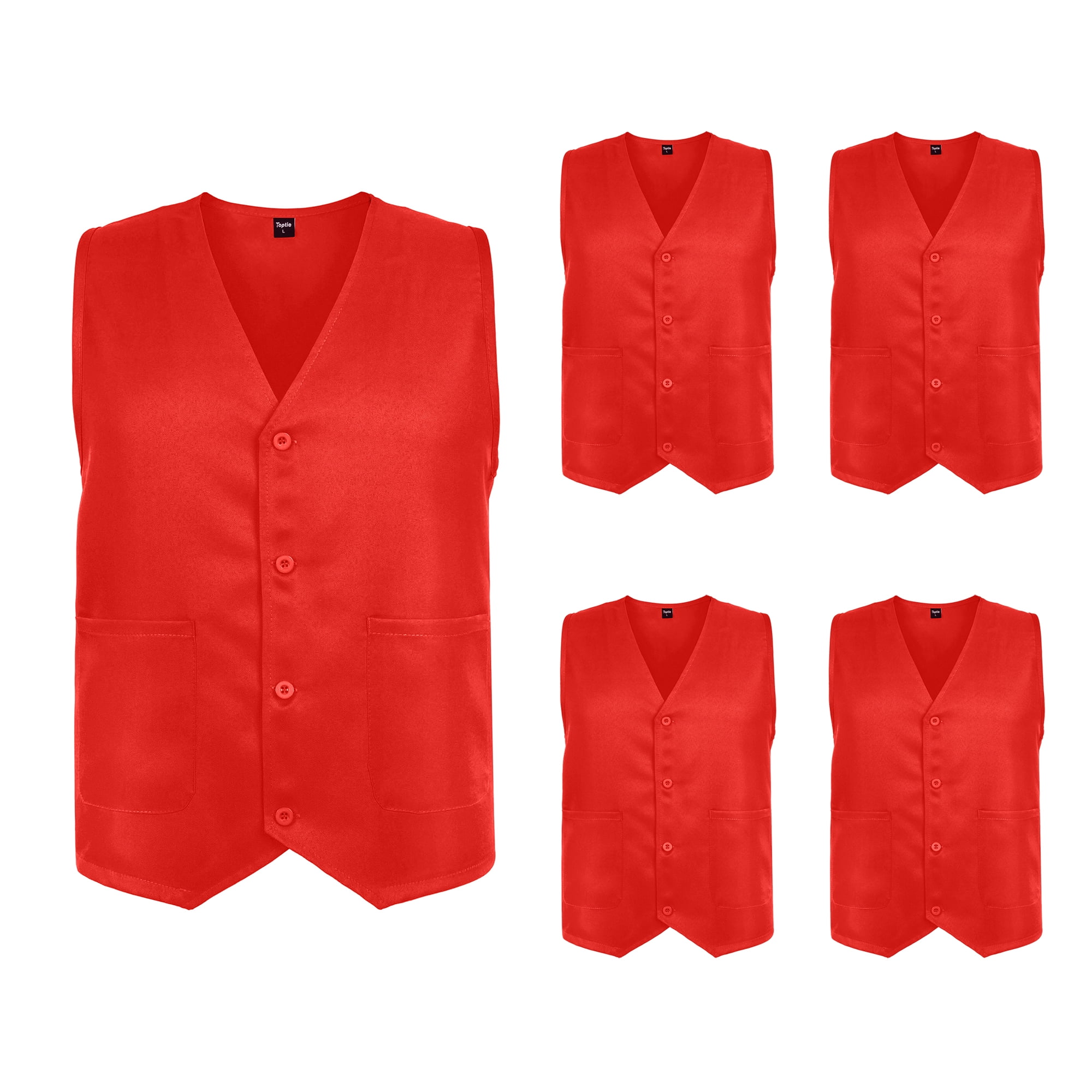 TOPTIE 5 Pack Unisex Work Vest Button Up Vest Volunteer Activity