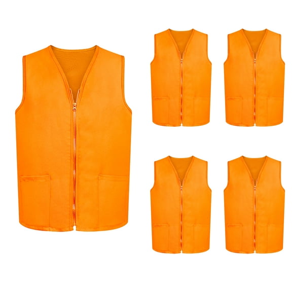 TOPTIE 5 Pack Volunteer Vest Waiter Bartender Work Uniform, Supermarket Clerk Workwear-Orange-S