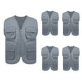 thumbnail image 1 of TOPTIE 5 Packs Supermarket Work Vest Volunteer Activity Event Waistcoat with Pockets-Gray-XL, 1 of 7