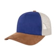thumbnail image 1 of TOPTIE 5 Panel Baseball Cap Suedette Front Mesh Back Adjustable Unisex Snapback Hat-Khaki/Blue, 1 of 8