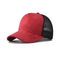 thumbnail image 1 of TOPTIE 5 Panel Baseball Cap Suede Front Mesh Back Adjustable Unisex Snapback Hat-Red, 1 of 8