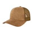 thumbnail image 1 of TOPTIE 5 Panel Baseball Cap Suedette Front Mesh Back Adjustable Unisex Snapback Hat-Camel, 1 of 8