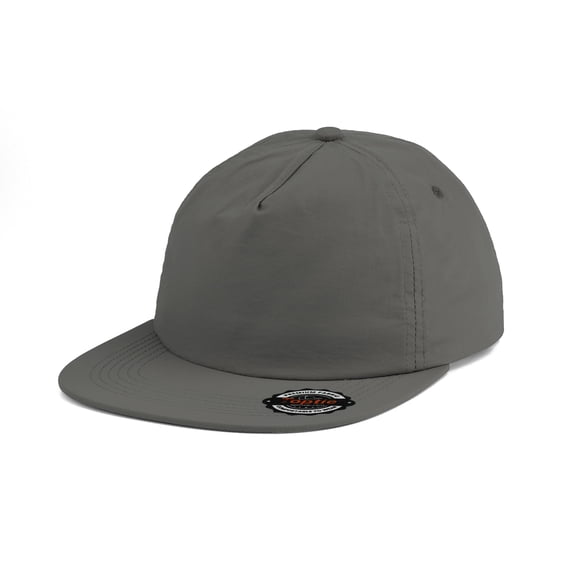 TOPTIE 5 Panel Flat Brim Snapback Hat - Nylon Grey Water-resistant and Breathable Baseball Cap for Men Women