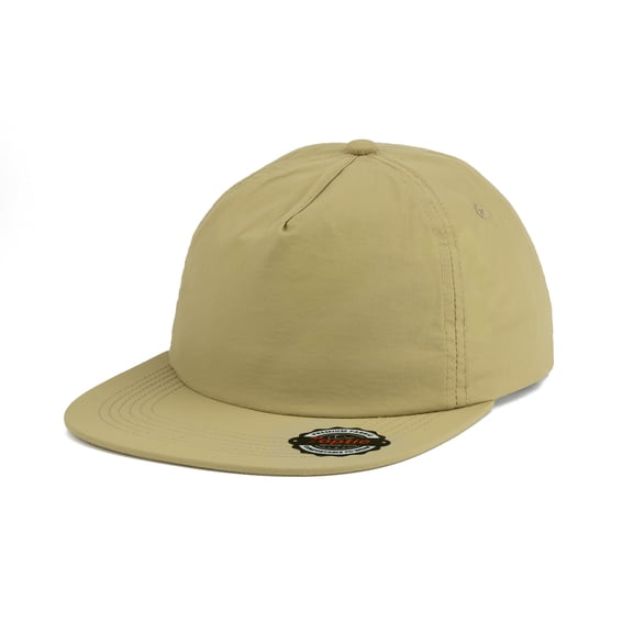 TOPTIE 5 Panel Flat Brim Snapback Hat - Nylon Khaki Water-resistant and Breathable Baseball Cap for Men Women