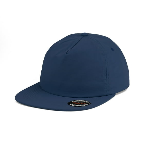 TOPTIE 5 Panel Flat Brim Snapback Hat - Nylon Navy Water-resistant and Breathable Baseball Cap for Men Women