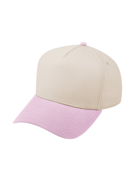 5 Panel Kids Trucker Cap Snapback Cotton Sun Hat Youth 1-5 Years Old-Pink Beige