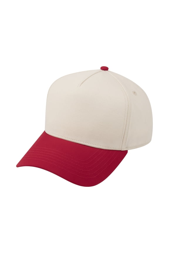 5 Panel Kids Trucker Cap Snapback Cotton Sun Hat Youth 1-5 Years Old-Red Beige