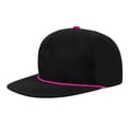 thumbnail image 1 of TOPTIE 5-Panel Rope Snapback Baseball Cap, Adjustable Flat Brim Hat, Quick Dry Soft Top Cap for Men Women Outdoor - Black/Hot Pink, 1 of 7