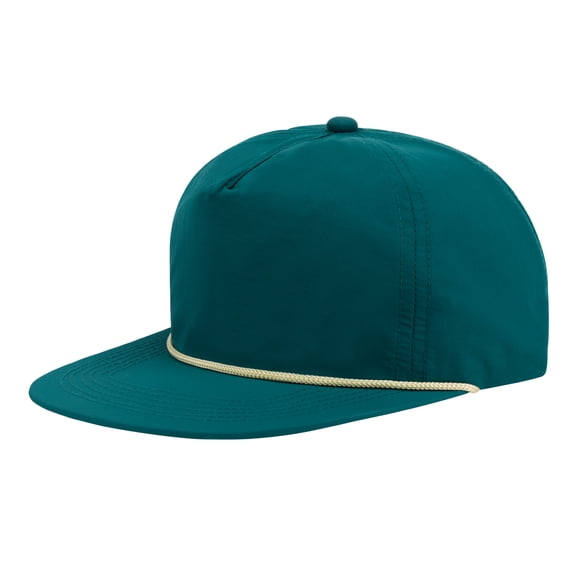 TOPTIE 5-Panel Rope Snapback Baseball Cap, Adjustable Flat Brim Hat, Quick Dry Soft Top Cap for Men Women Outdoor - Green/White