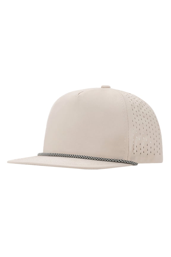 5 Panel Trucker Cap Flat Bill Structured Baseball Cap Quick Dry Sun Hat-Beige