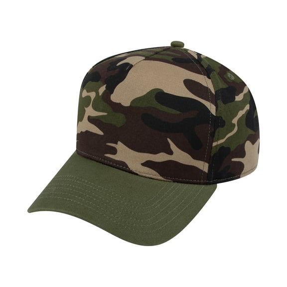 TOPTIE 5 Panel Trucker Cap Snapback Mid Profile Cotton Sun Hat Adult-Army Green Camo