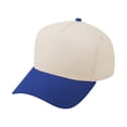 thumbnail image 1 of TOPTIE 5 Panel Trucker Cap Snapback Mid Profile Cotton Sun Hat Adult-Royal Blue Beige, 1 of 8