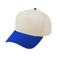 thumbnail image 1 of TOPTIE 5 Panel Trucker Cap Snapback Mid Profile Cotton Sun Hat Adult-Royal Blue Beige, 1 of 8