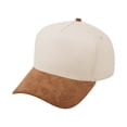 thumbnail image 1 of TOPTIE 5 Panel Trucker Cap Snapback Mid Profile Cotton Sun Hat Adult-Suedette Caramel Beige, 1 of 7