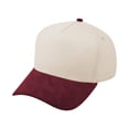 thumbnail image 1 of TOPTIE 5 Panel Trucker Cap Snapback Mid Profile Cotton Sun Hat Adult-Suedette Maroon Beige, 1 of 7